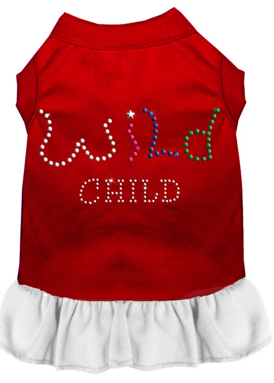 Rhinestone Wild Child Dress Red with White Med